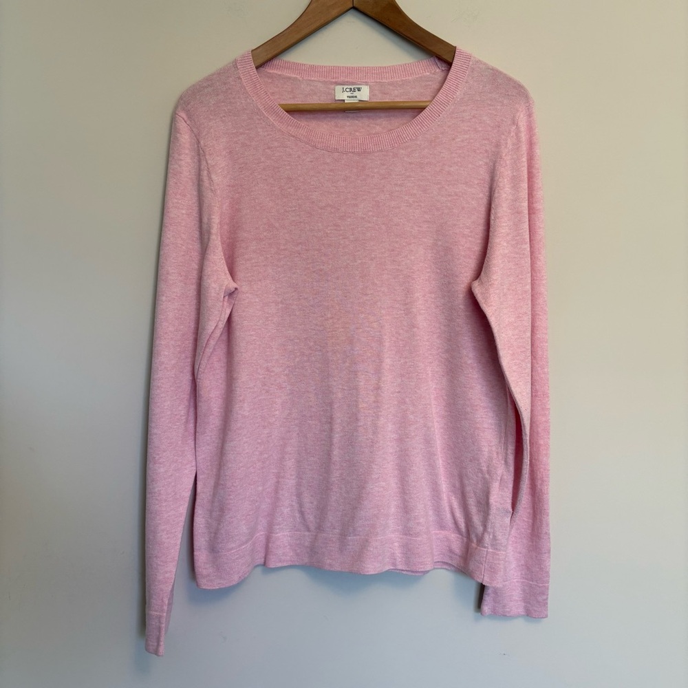 J Crew Light Pink Teddie Sweater Lightweight Long Sleeves Closet Staple - Large - Picture 2 of 9